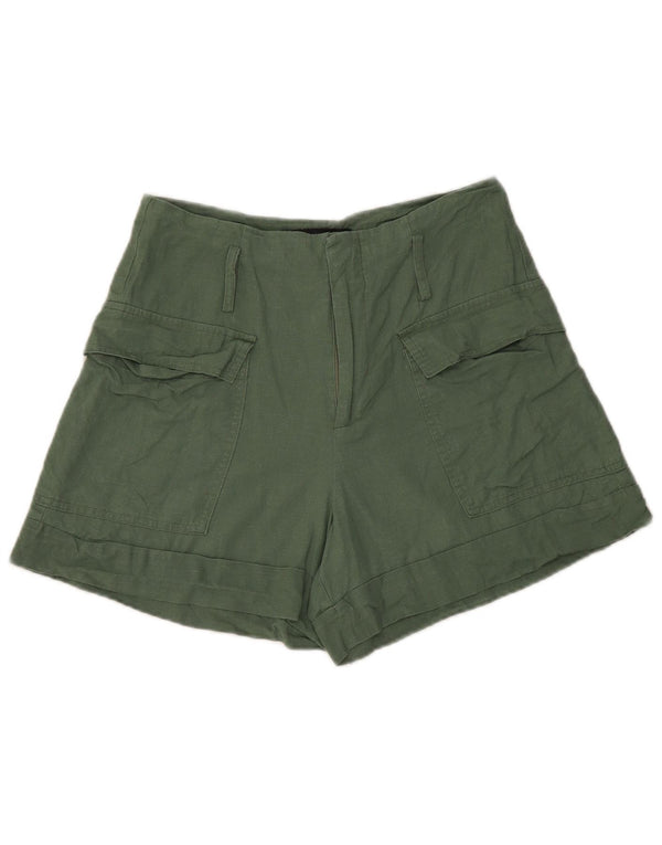Zara Mujer Shorts Cargo Small W26 Lino Verde