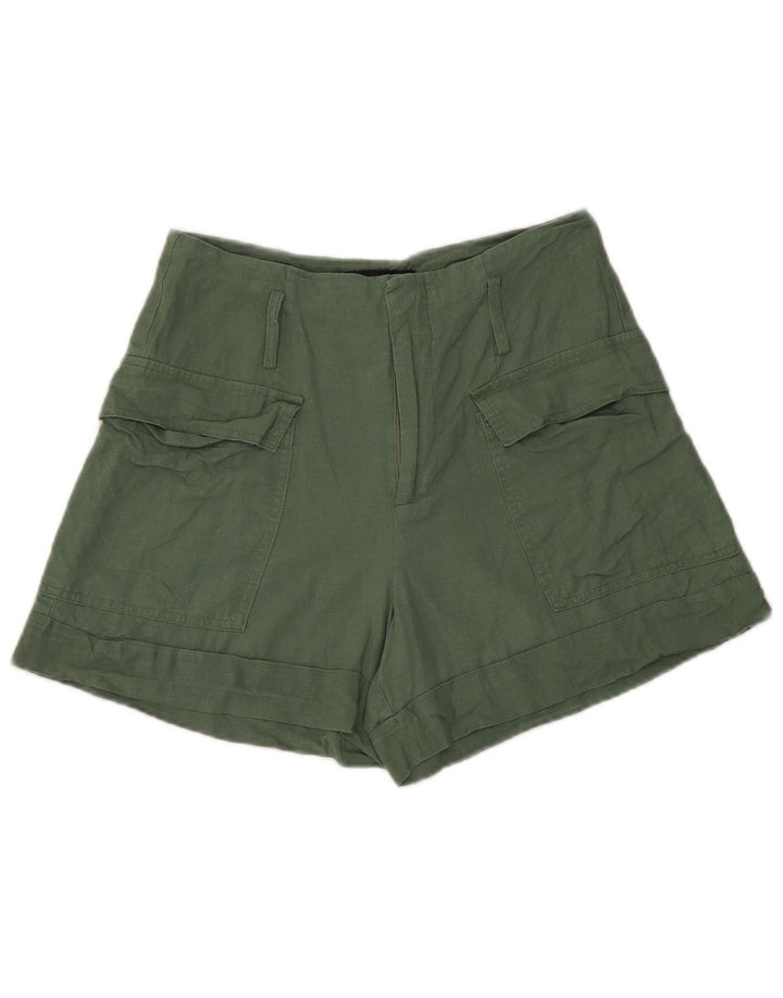 Zara Mujer Shorts Cargo Small W26 Lino Verde