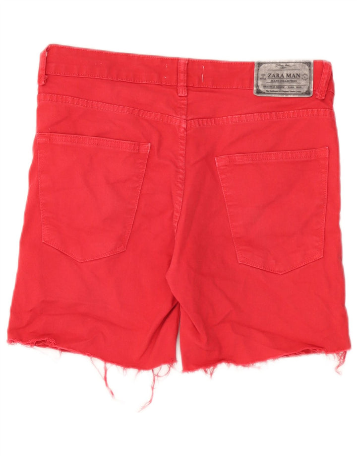 Zara Pantalones cortos de mezclilla para hombre EU 40 Medium W31 Rojo