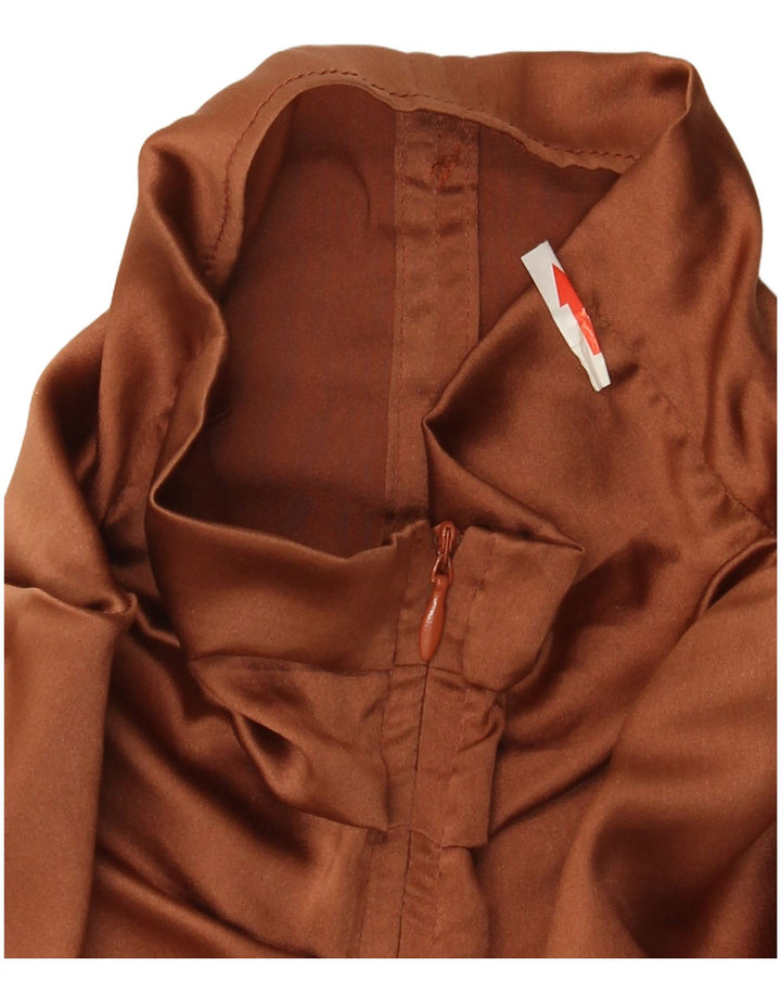 ALYSI Blusa de manga larga para mujer UK 10 Small Seda marrón
