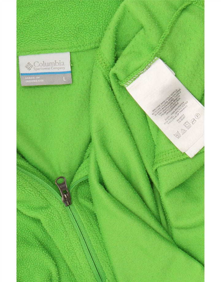 Columbia - Jersey de forro polar con cremallera y cuello para hombre, poliéster verde grande