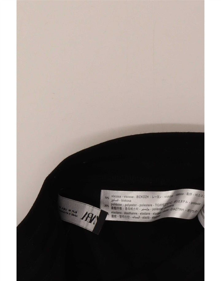 Zara Mujer Pantalón Cargo Slim Medium W26 L26 Viscosa Negra