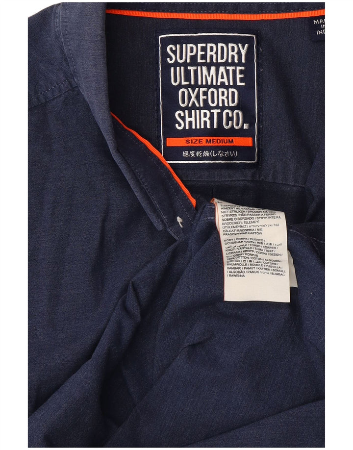 SUPERDRY Camisa de manga corta de corte regular para hombre de algodón azul marino medio