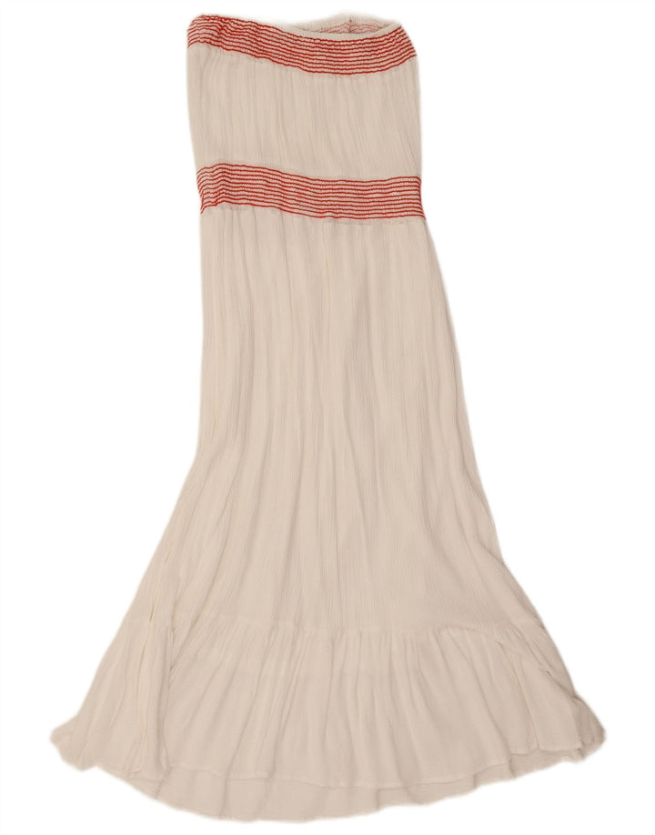 Zara Vestido Sin Tirantes Para Mujer UK 8 Pequeño Blanco A Rayas