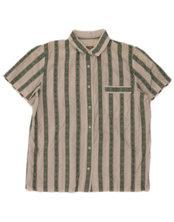 Vintage mujer camisa de manga corta Reino Unido 16 rayas blancas grandes