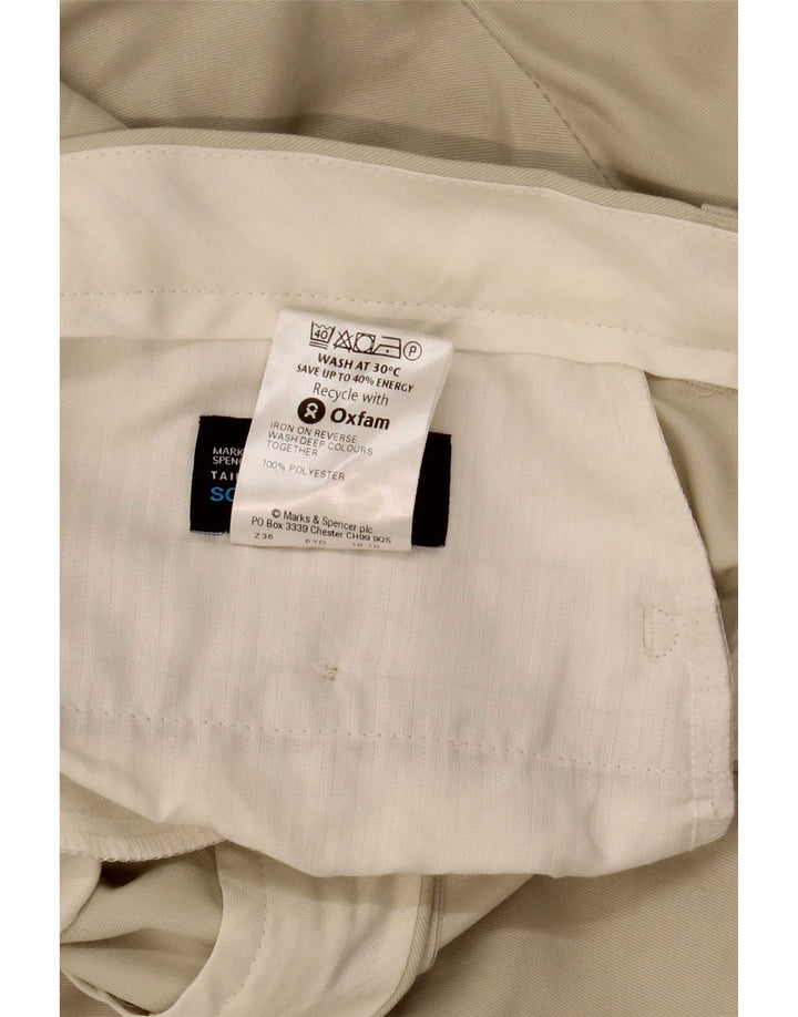 Marks & Spencer Pantalón chino recto para hombre W34 L33 Poliéster beige