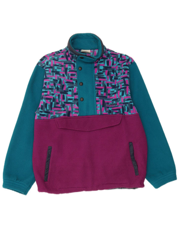Brugi Hombre Jersey De Forro Polar Con Cremallera Y Cuello Pequeño Poliéster Geométrico Azul