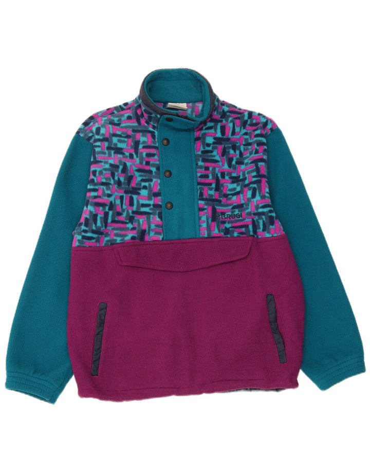 Brugi Hombre Jersey De Forro Polar Con Cremallera Y Cuello Pequeño Poliéster Geométrico Azul