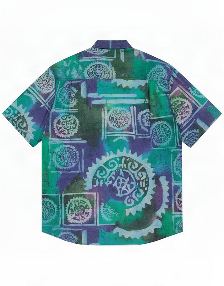 Acrobate - Camisa de manga corta con estampado abstracto para hombre, color azul medio