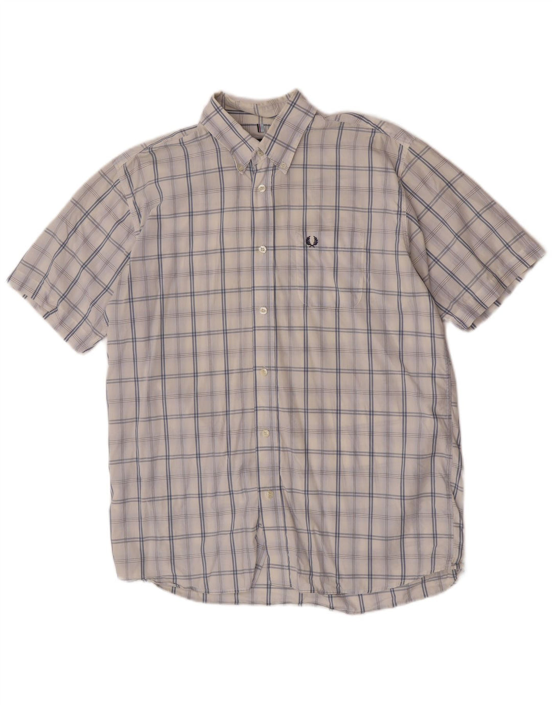 Fred Perry Camisa De Manga Corta Para Hombre De Algodón A Cuadros Blanco Grande