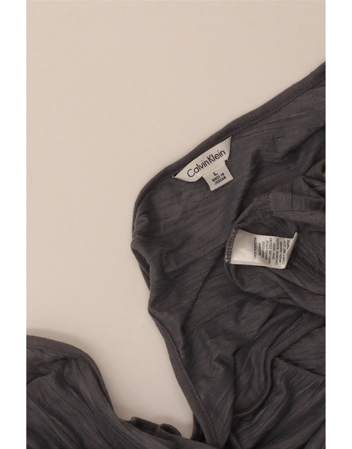 CALVIN KLEIN Top sin mangas para mujer UK 40 Poliéster a rayas gris grande