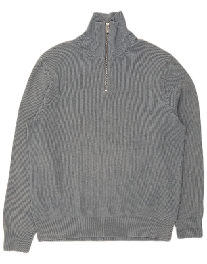 Marks & Spencer Suéter tipo jersey con cuello y cremallera para hombre Poliéster azul grande