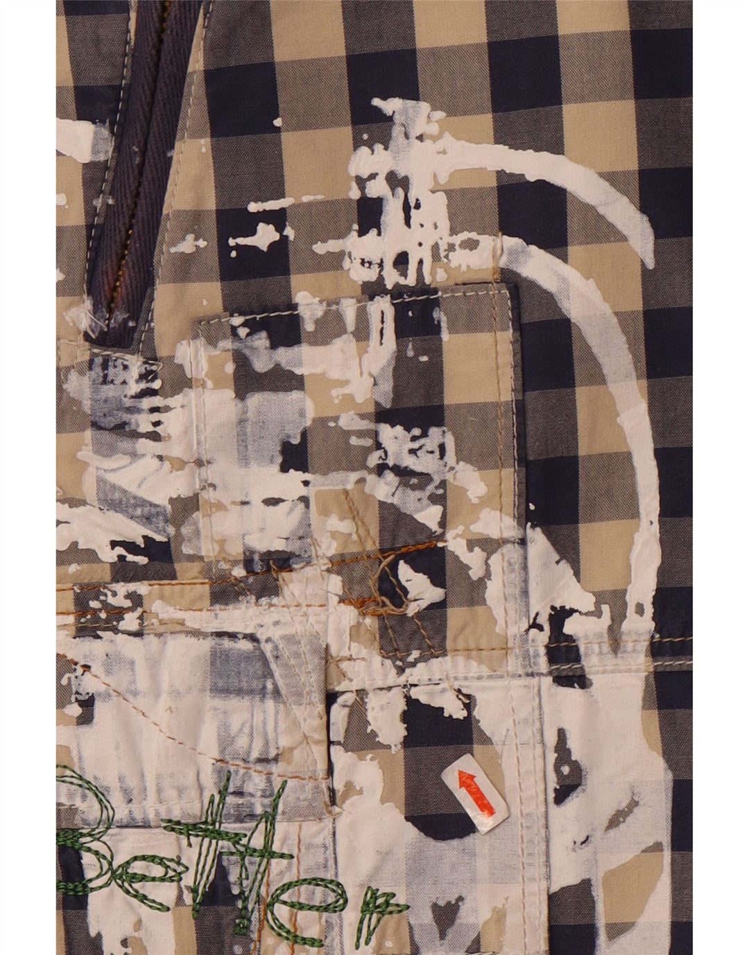 Desigual Pantalones cortos cargo gráficos para mujer EU 42 Large W34 Navy Blue Gingham