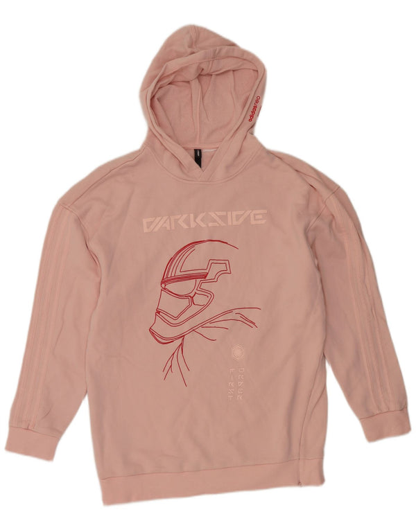 Adidas - Sudadera con capucha para mujer, diseño gráfico de gran tamaño, talla 40, color rosa mediano