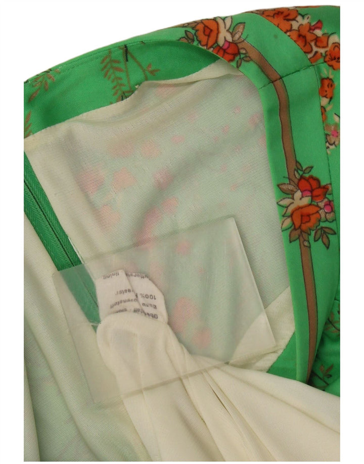 Vintage mujer A-Line vestido EU 40 poliéster floral verde medio