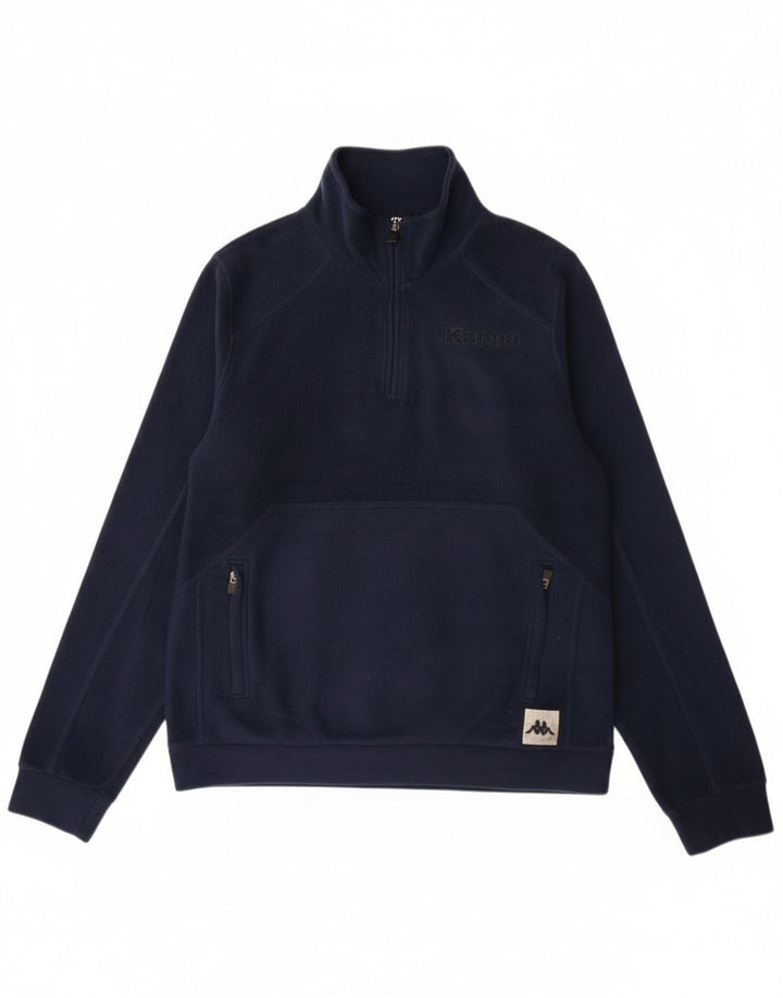 Kappa Jersey de forro polar con cuello con cremallera y gráfico para hombre Poliéster azul marino mediano