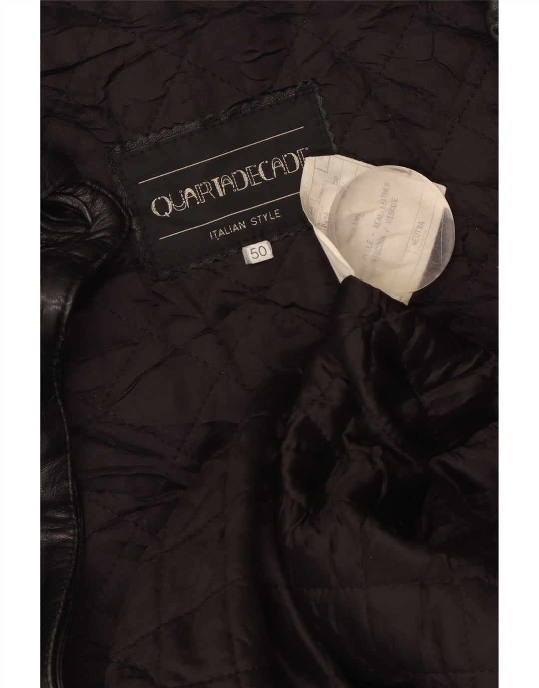 VINTAGE Abrigo de cuero de gran tamaño para mujer IT 50 XL Cuero negro