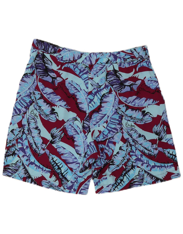 Biba Pantalones cortos casuales pegados para mujer UK 14 Large W32 Poliéster floral burdeos