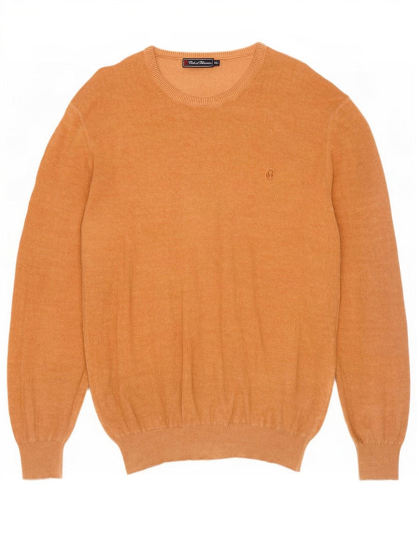 Conte of Florence Mens Crew Neck Jumper Sweater 2XL Beige Cotton