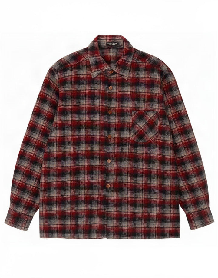 Camisa de franela Crown para hombre Cuadros rojos medianos