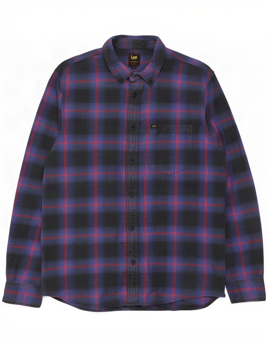Camisa De Franela De Ajuste Relajado De Algodón A Cuadros Azul Marino Pequeño Lee Hombre