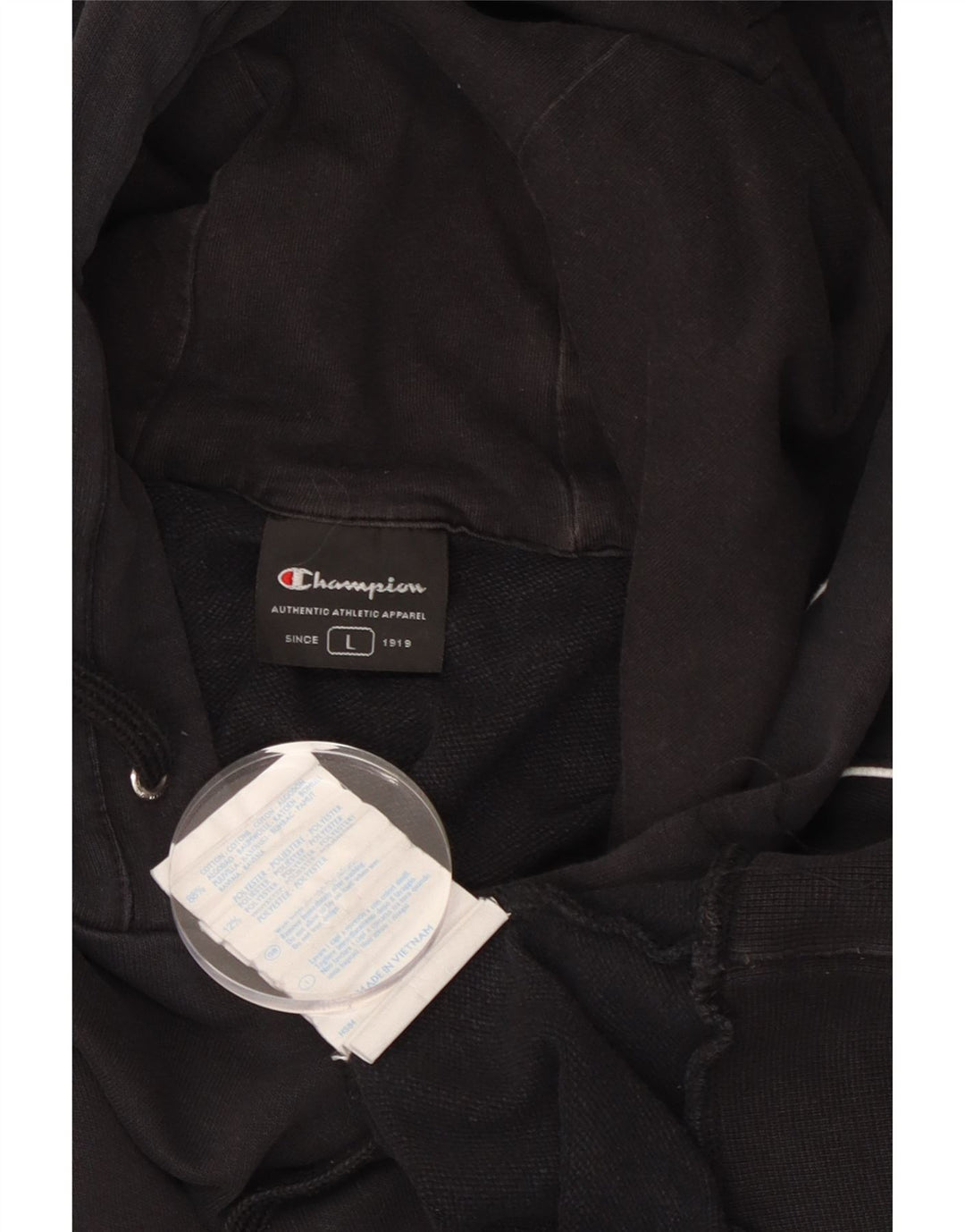 CHAMPION Sudadera con capucha gráfica para hombre Jersey grande de algodón negro