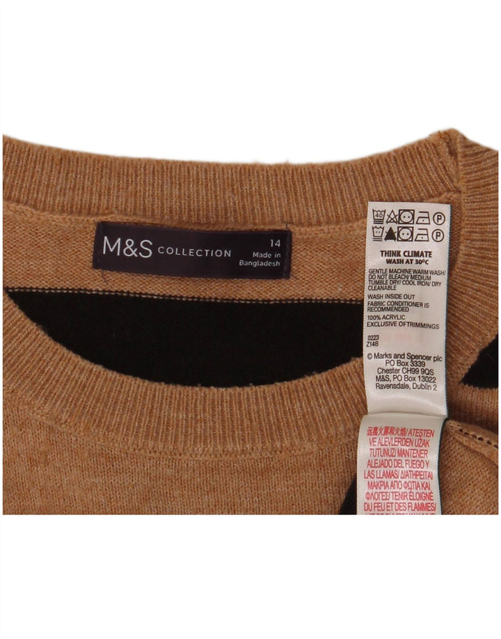 Marks & Spencer Jersey de cuello redondo para mujer UK 44 Marrón medio Rayas