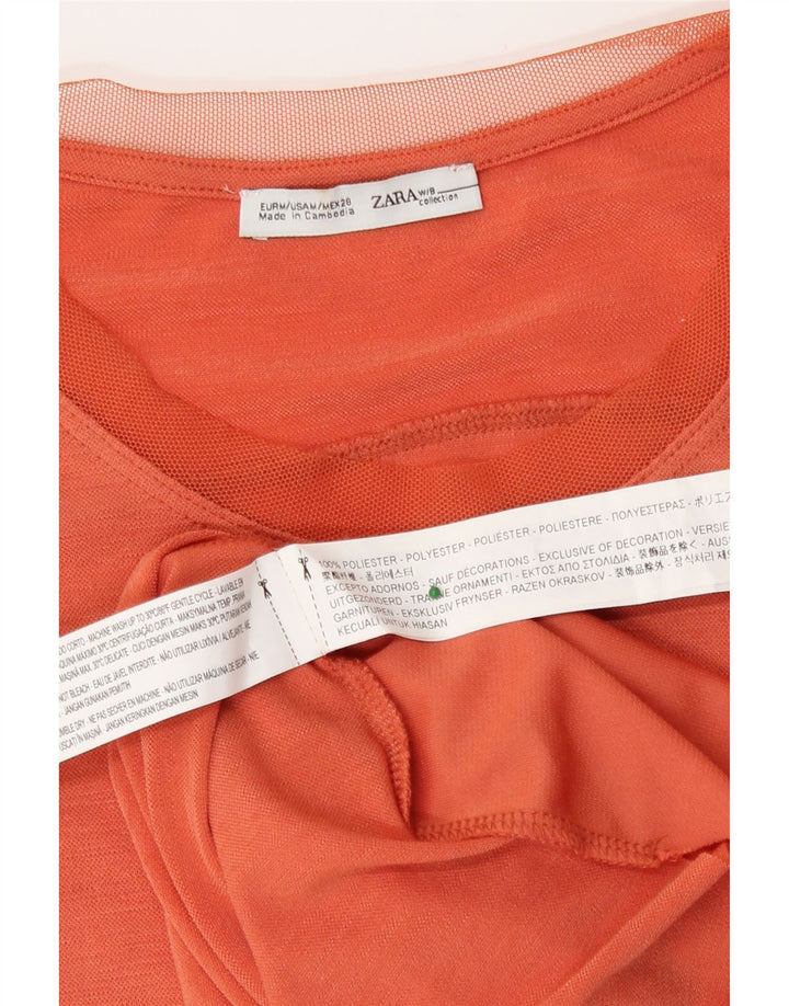 Zara Mujer Top Manga Larga ES 44 Medio Naranja Poliéster