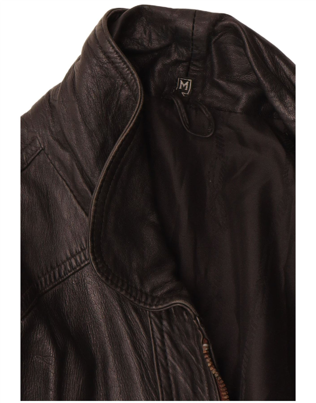 Vintage chaqueta de cuero para hombre Reino Unido 38 cuero negro medio