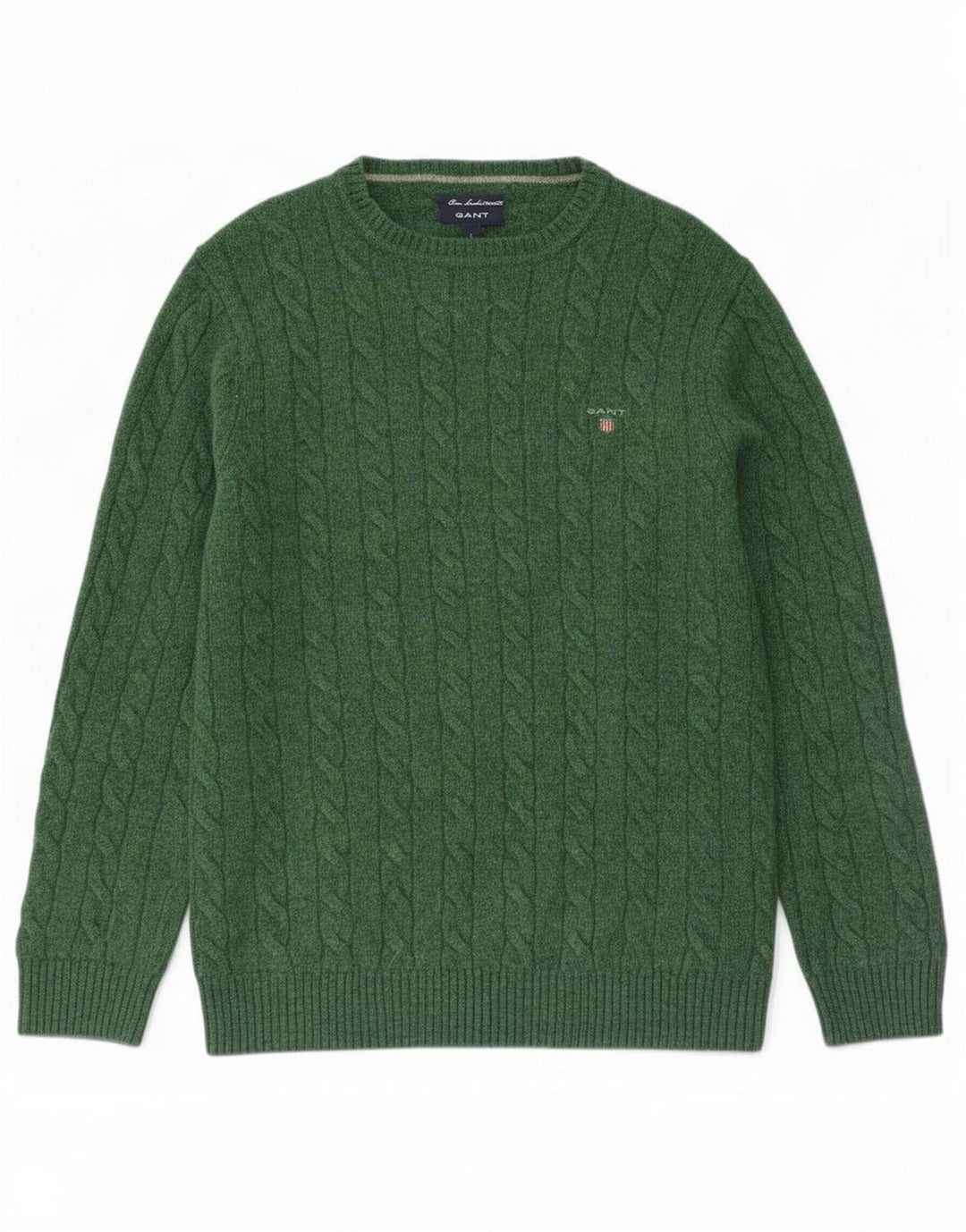 Gant Jersey con cuello barco para hombre, jersey de lana de cordero verde grande