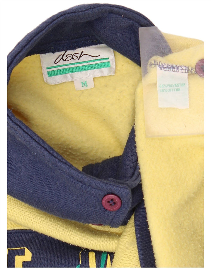 DASH Hombre Sudadera con cuello con botones y gráfico tipo jersey en bloques de color amarillo medio