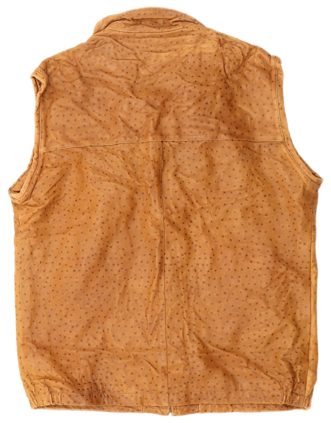 VINTAGE Chaleco de cuero para hombre IT 56 3XL Marrón manchado