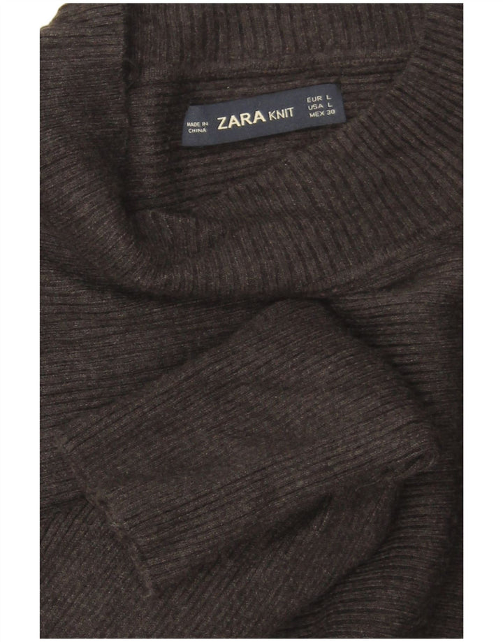 Zara Mujer Batwing Crop Turtle Neck Jumper Sweater UK 46 Grande Gris