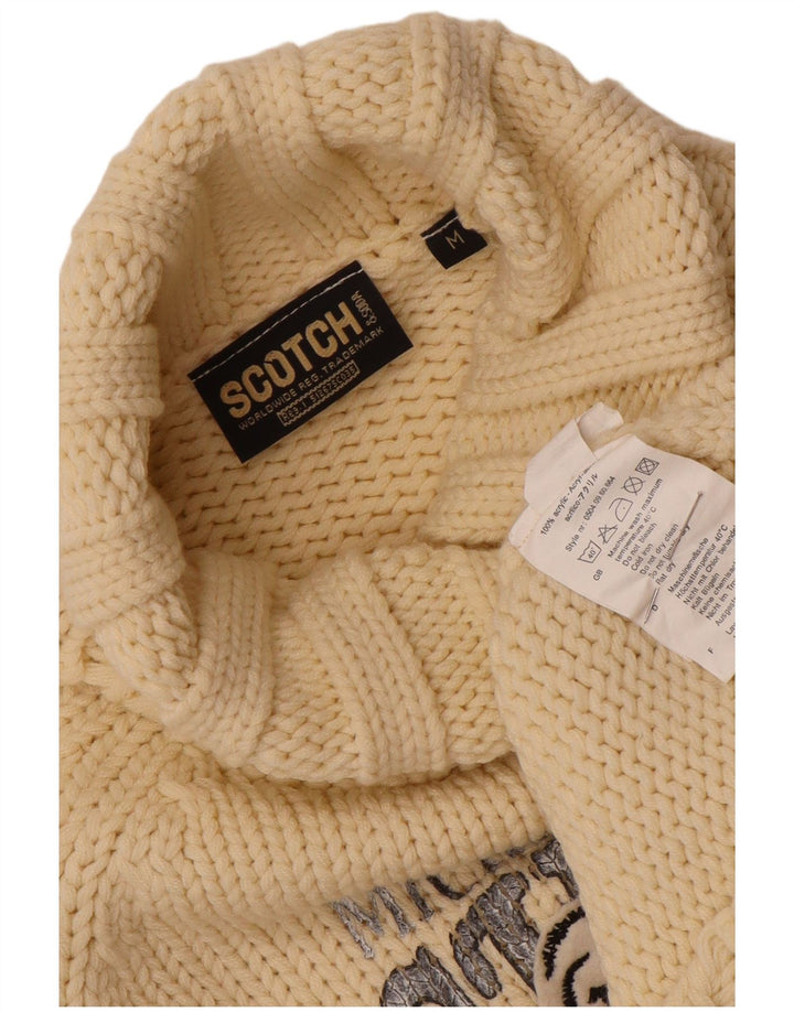 Scotch & Soda Jersey con cuello vuelto y gráfico para mujer, talla 44, color beige medio
