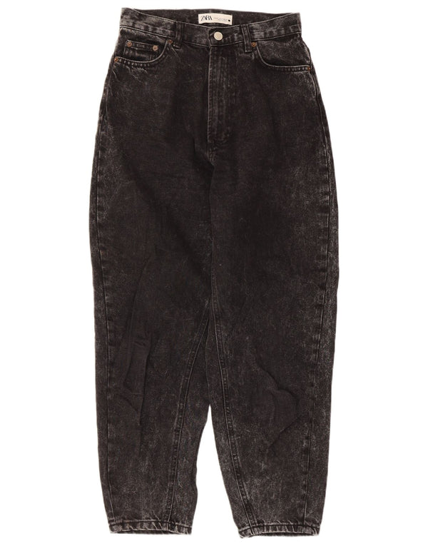 Zara Jeans Sueltos De Cintura Alta Para Mujer EU 34 2XS W24 L25 Algodón Negro