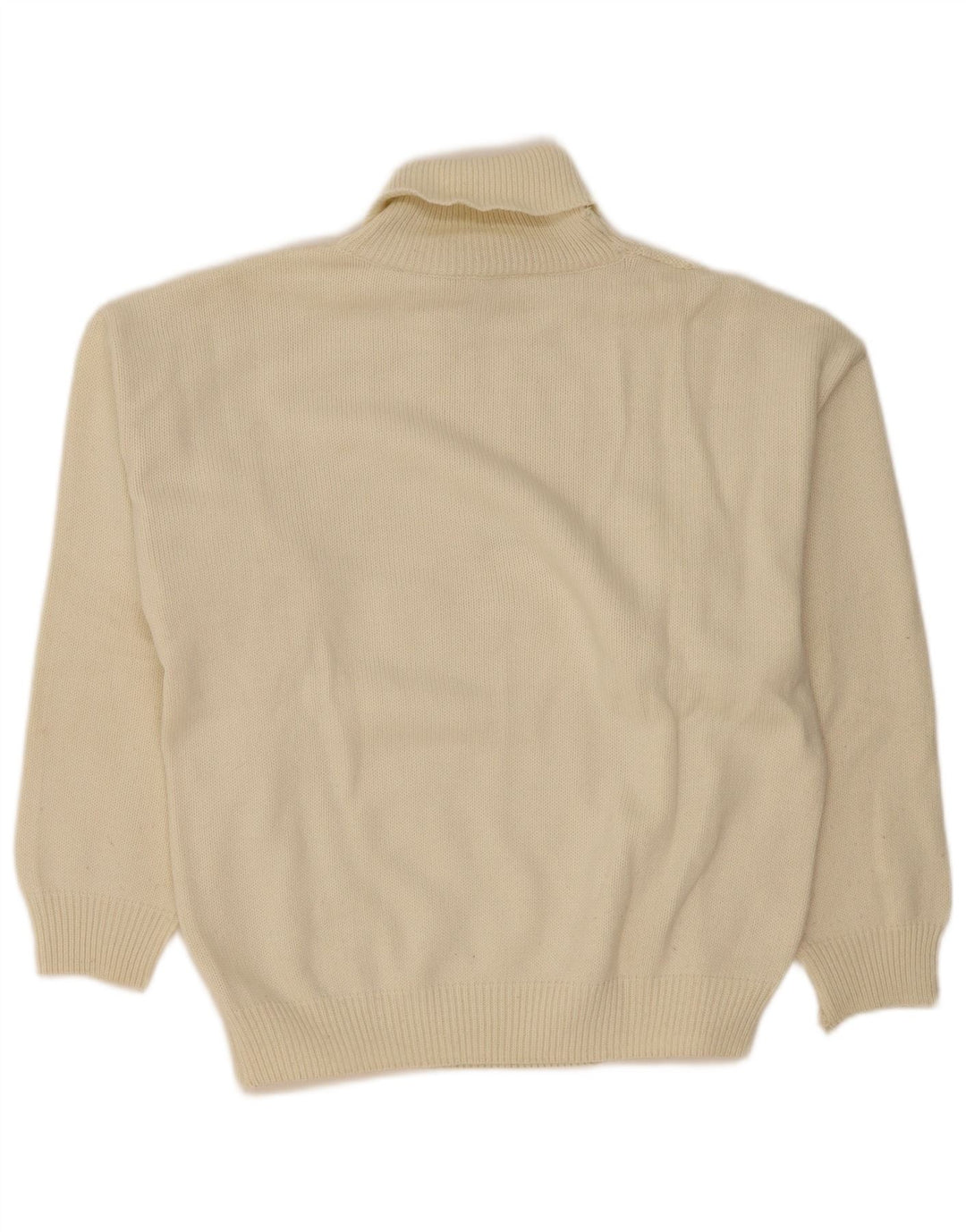 Vintage hombres rollo cuello jersey suéter grande de blanco