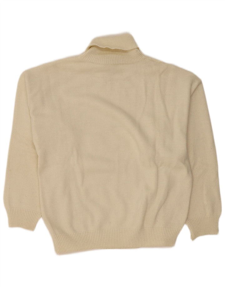 Vintage hombres rollo cuello jersey suéter grande de blanco