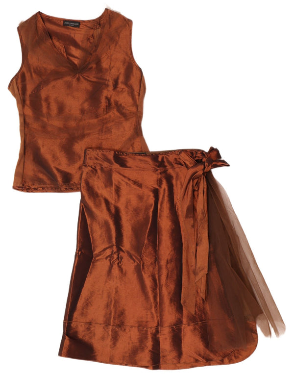James Lakeland Conjunto de falda cruzada para mujer de 2 piezas UK 44 Large W32 Nylon marrón