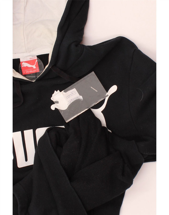 PUMA Mens Graphic Hoodie Jumper Medium Black Vintage Puma and Second-Hand Puma from Messina Hembry 