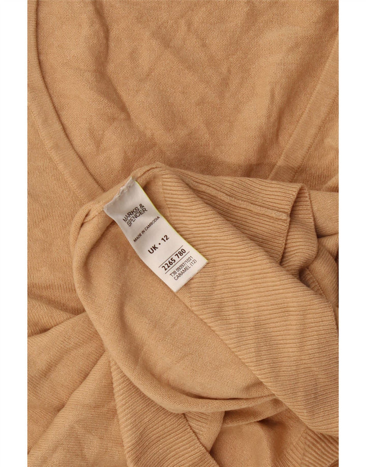 Marks & Spencer Suéter con Cuello en V para Mujer UK 40 Acrílico Beige Medio