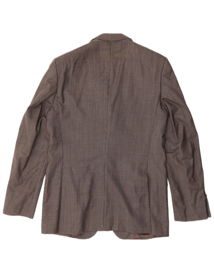 ZARA Chaqueta tipo blazer de 2 botones para hombre EU 50 Viscosa de pata de gallo gris medio