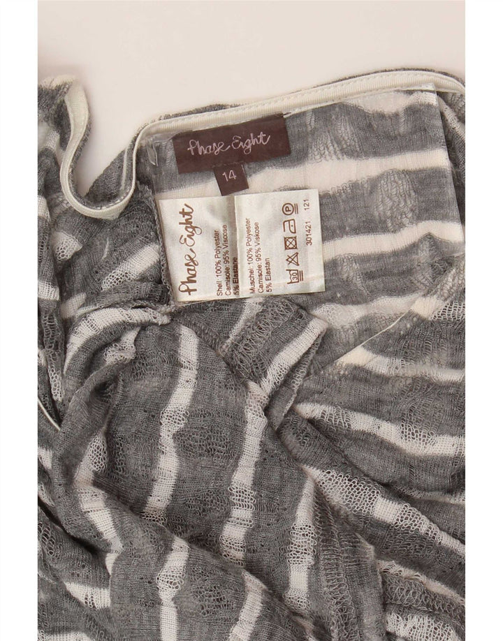 Phase Eight Top tipo túnica de manga larga para mujer UK 44 Gris medio a rayas