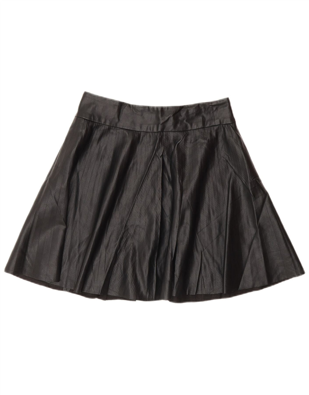 Zara Mujer Minifalda De Piel Sintética Pequeña W26 Poliéster Negro