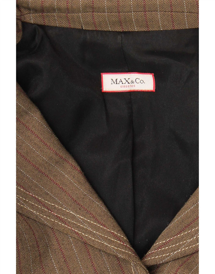 Max & Co. Chaqueta tipo blazer de 2 botones para mujer UK 10 Small Brown Stripes