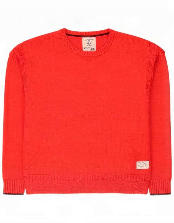 Joules Jersey de cuello redondo para mujer UK 12 Medium Red Cotton