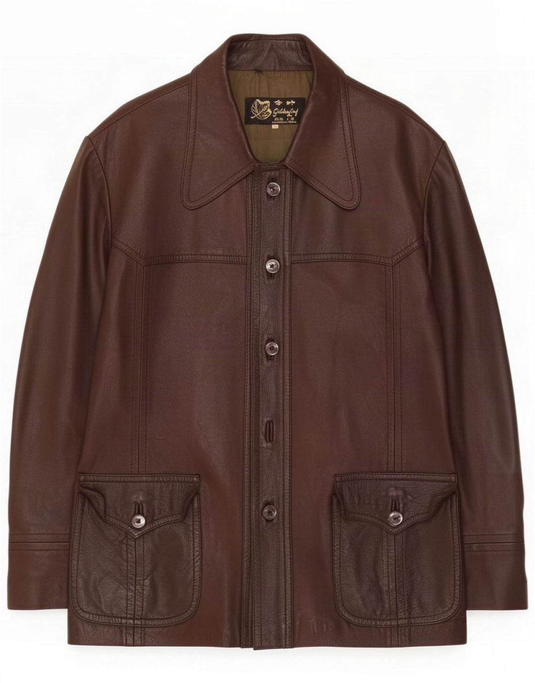 Chaqueta de cuero para hombre Golden Leaf ES 38 Marrón medio