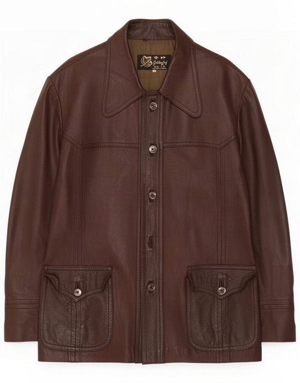 Chaqueta de cuero para hombre Golden Leaf ES 38 Marrón medio