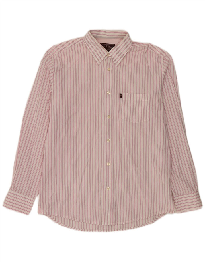 Camisa Marlboro Classics para hombre de algodón a rayas rosa grande