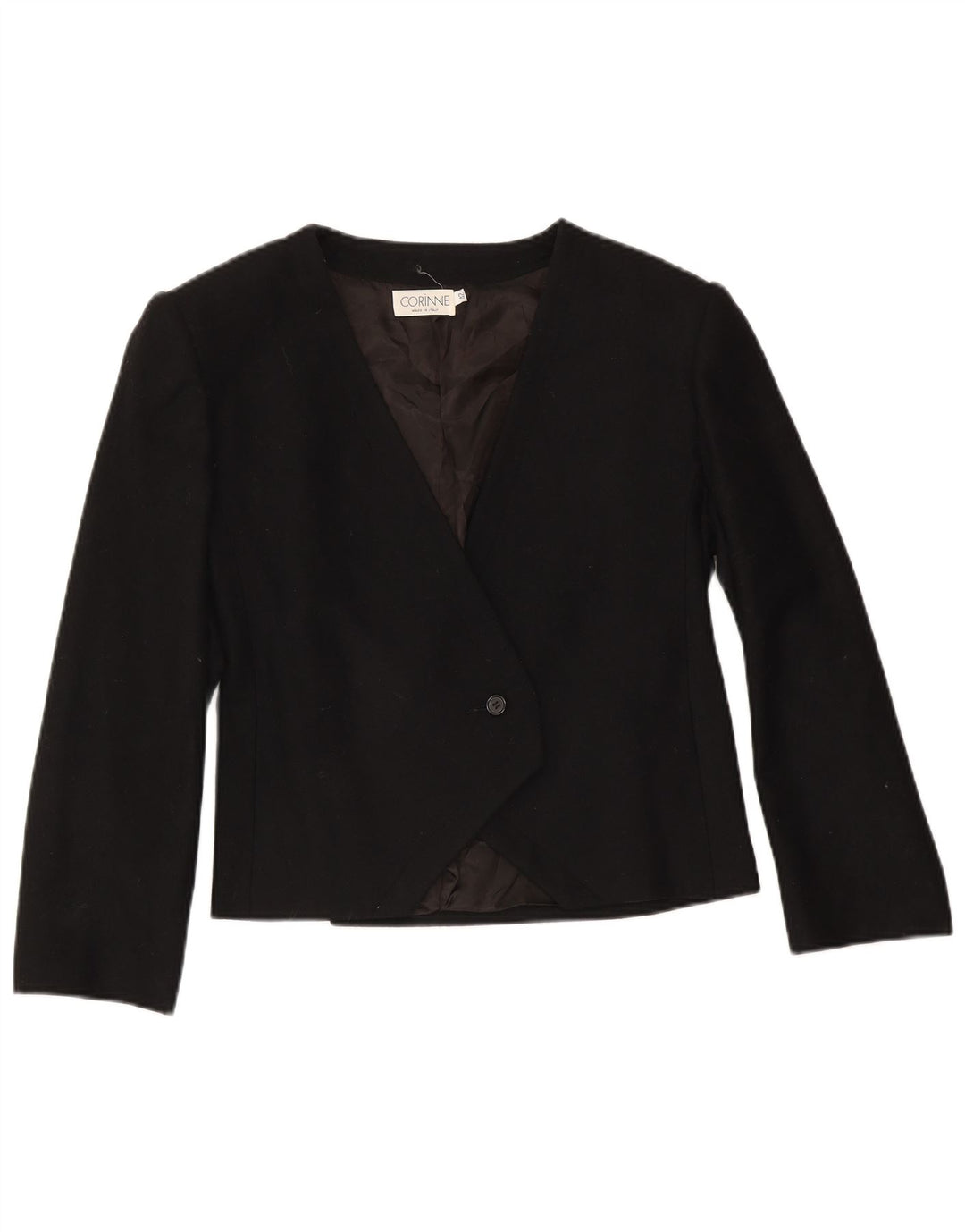 Vintage Mujer 1 Botón Blazer Chaqueta IT 42 Medio Negro