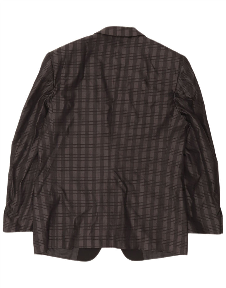 BOCCHESE Chaqueta tipo blazer con 1 botón para hombre IT 52 XL Seda a cuadros gris
